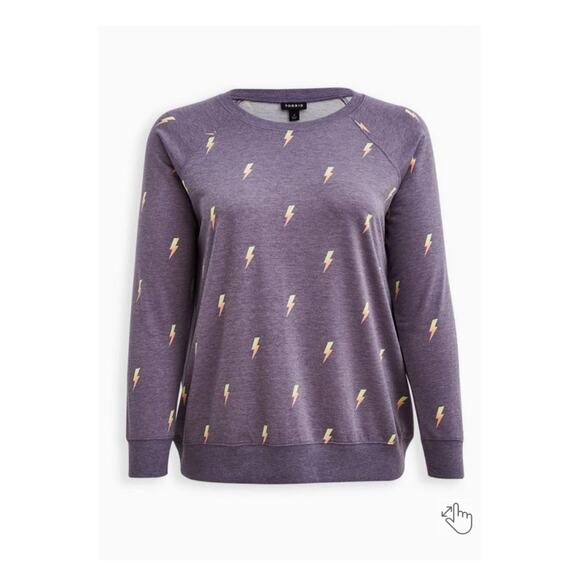 Torrid Purple Lightning Bolt Lightweight French Terry Sweatshirt Sz.4 - Picture 5 of 14